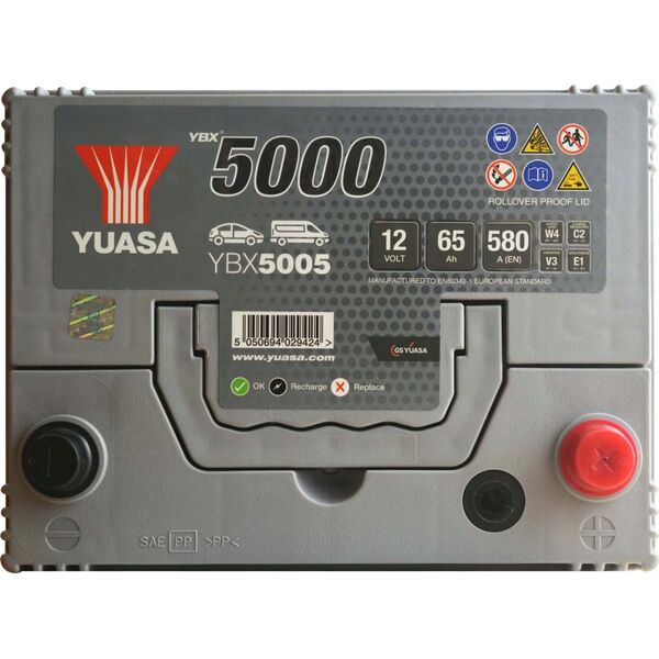 Μπαταρία YUASA 12V 65Ah/580A YBX5000 Silver High Performance SMF (P+ standardowy) 232x173x225 B00 (εκκίνησης)