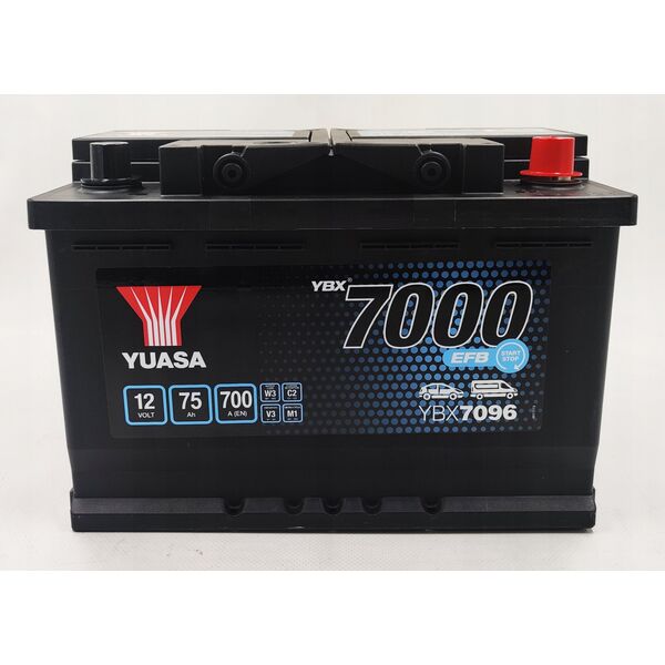 Μπαταρία YUASA 12V 75Ah/700A START&STOP EFB YBX7000 EFB Start Stop Plus (P+ standardowy) 278x175x190 B13 (efb/rozruchowy)