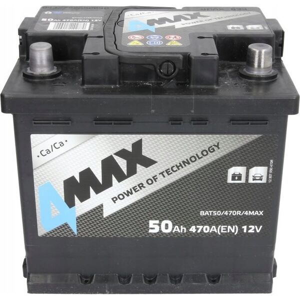 Μπαταρία 4MAX 12V 50Ah/470A (P+ τυπικός πόλος) 207x175x190 B13 - βάση ύψους 10.5 mm (εκκίνησης)