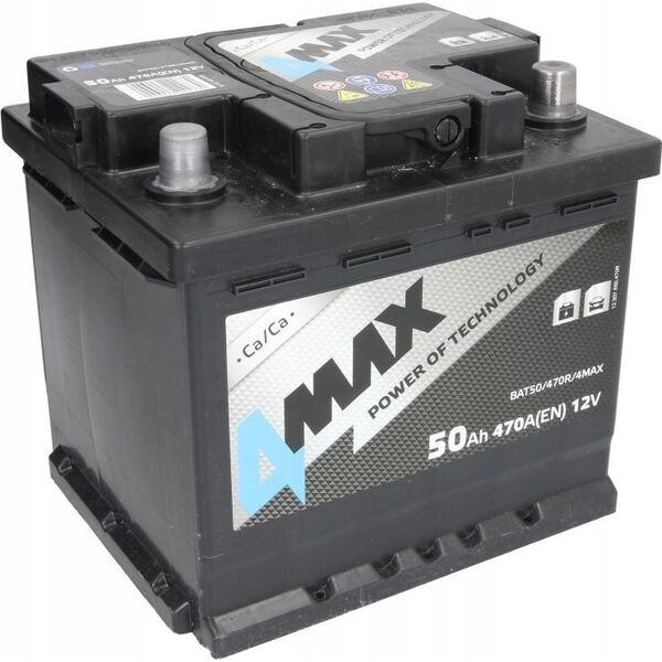Μπαταρία 4MAX 12V 50Ah/470A (P+ τυπικός πόλος) 207x175x190 B13 - βάση ύψους 10.5 mm (εκκίνησης)