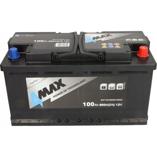 Επαναφορτιζόμενη Μπαταρία 4MAX 12V 100Ah/800A (P+ τυπικός πόλος) 353x175x190 B13 - βάση ύψους 10.5 mm εκκίνησης