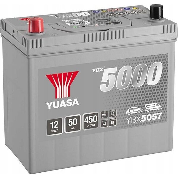 Μπαταρία YUASA 12V 50Ah/450A YBX5000 Silver High Performance SMF (L+ λεπτός πόλος (ιαπωνικά οχήματα)) 238x129x223 B00 (εκκίνησης)