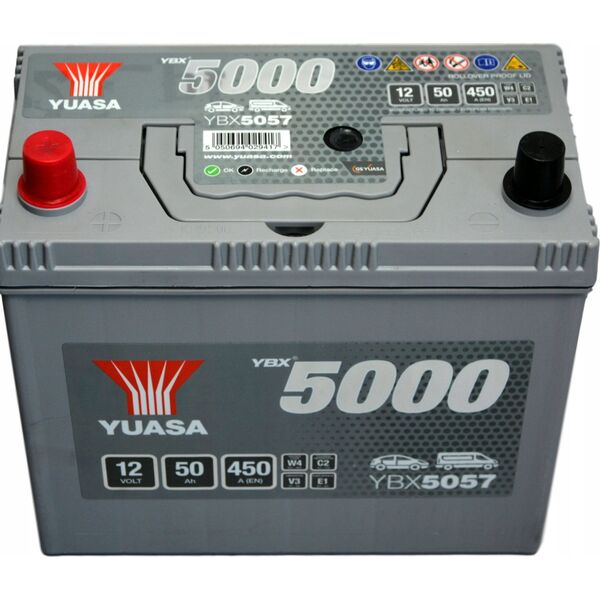Μπαταρία YUASA 12V 50Ah/450A YBX5000 Silver High Performance SMF (L+ λεπτός πόλος (ιαπωνικά οχήματα)) 238x129x223 B00 (εκκίνησης)