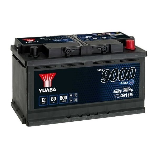 Μπαταρία YUASA 12V 80Ah/800A START&STOP AGM YBX9000 AGM Start Stop Plus (P+ standardowy) 317x175x190 B13 (agm/rozruchowy)