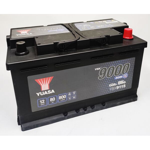Μπαταρία YUASA 12V 80Ah/800A START&STOP AGM YBX9000 AGM Start Stop Plus (P+ standardowy) 317x175x190 B13 (agm/rozruchowy)