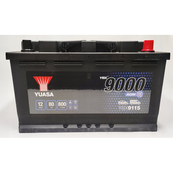 Μπαταρία YUASA 12V 80Ah/800A START&STOP AGM YBX9000 AGM Start Stop Plus (P+ standardowy) 317x175x190 B13 (agm/rozruchowy)