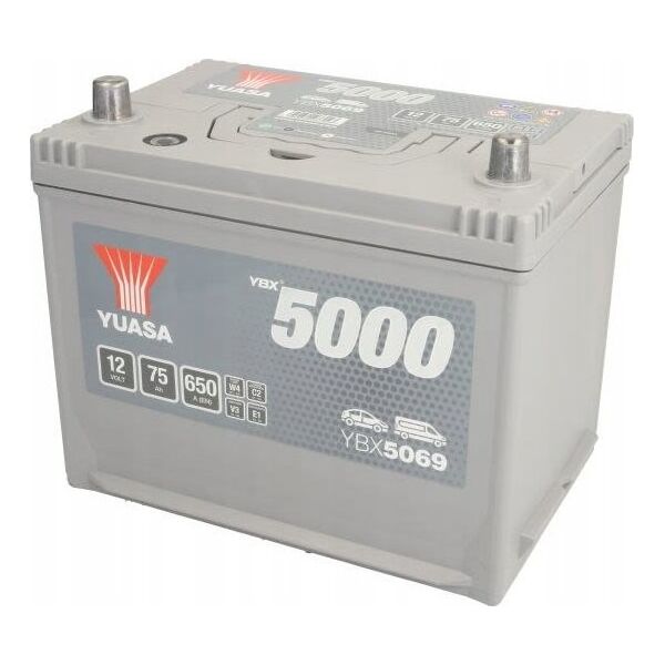 Μπαταρία YUASA 12V 75Ah/650A YBX5000 Silver High Performance SMF (L+ standardowy) 269x174x223 B9 (εκκίνησης)