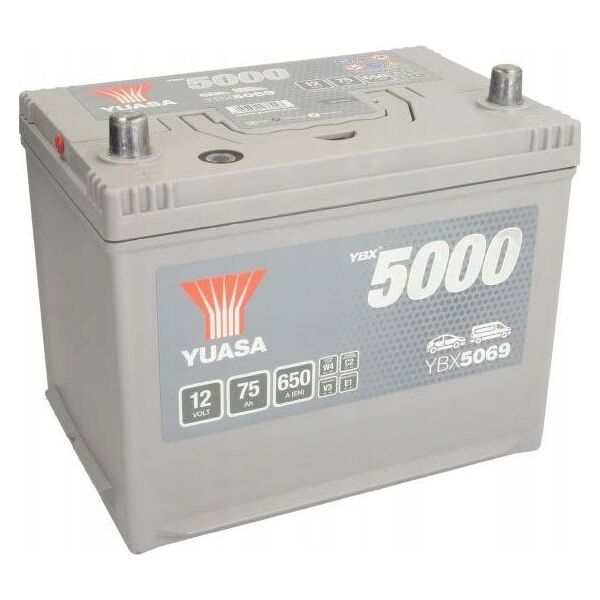 Μπαταρία YUASA 12V 75Ah/650A YBX5000 Silver High Performance SMF (L+ standardowy) 269x174x223 B9 (εκκίνησης)