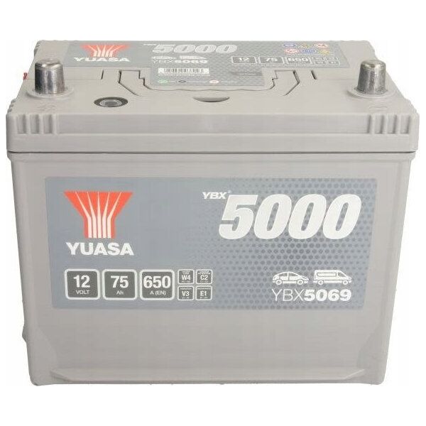 Μπαταρία YUASA 12V 75Ah/650A YBX5000 Silver High Performance SMF (L+ standardowy) 269x174x223 B9 (εκκίνησης)