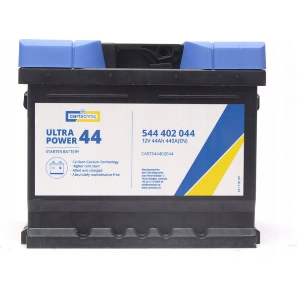 Μπαταρία CARTECHNIC 12V 44Ah/440A ULTRA POWER (P+ τυπικός πόλος) 207x175x175 B13 - βάση ύψους 10 5 mm (εκκίνησης)