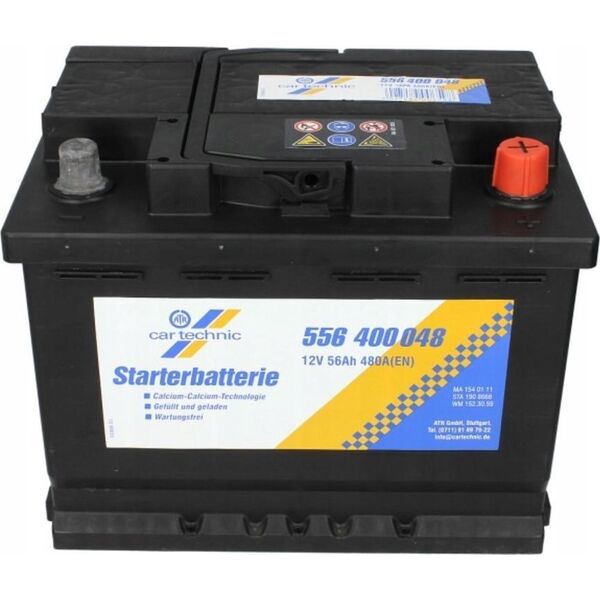 Ακουμολάτορας CARTECHNIC 12V 56Ah/480A ULTRA POWER (P+ biegun standardowy) 242x175x190 B13 - stopka o wysokości 10 5 mm (rozρουχικός)