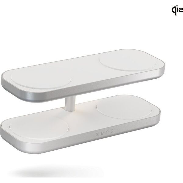 Φορτιστής ZENS Quattro Wireless Charger Pro 4 - ασύρματος φορτιστής Qi2 για τέσσερις συσκευές (4x15W) συμβατός με MagSafe (λευκό)