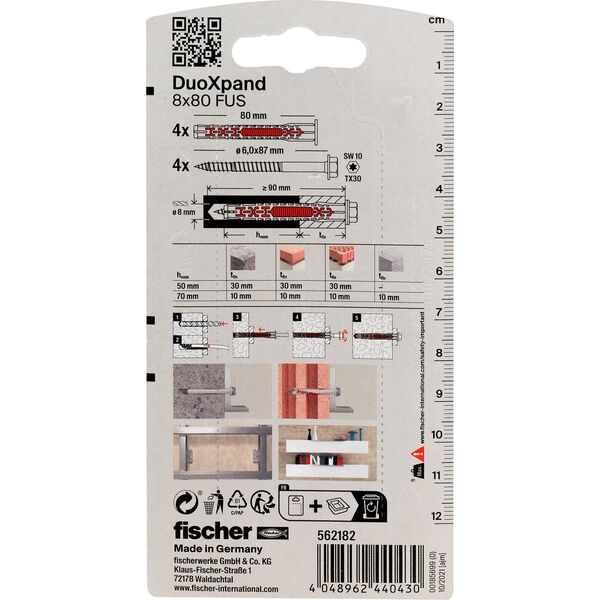 Sourcing DuoXpand pin with screw 8x80 FUS, 4 pcs.