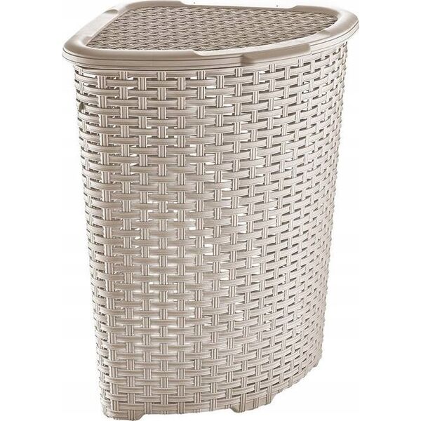 Kosz rogowy RATTAN 52l-beż 402x402x580