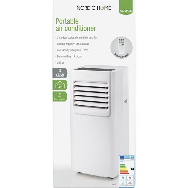 Κλιματιστικό Nordic Home Culture Nordic Home Culture Nešiojamas oro kondicionierius NORDIC HOME 792W, 7000 BTU/h, trys rėžimai, baltas / AC-510 13999447 7333048040541