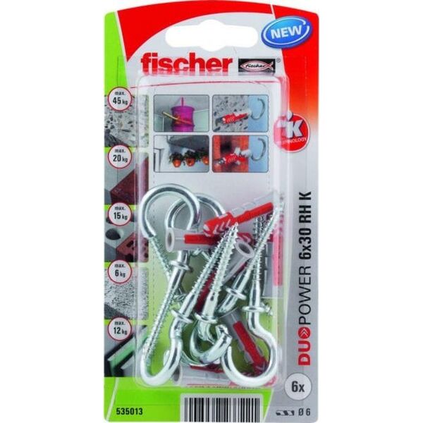 Fischer FISCHER KOŁEK DUOPOWER  6x30 Z HAKIEM OKRĄGŁYM /6szt.