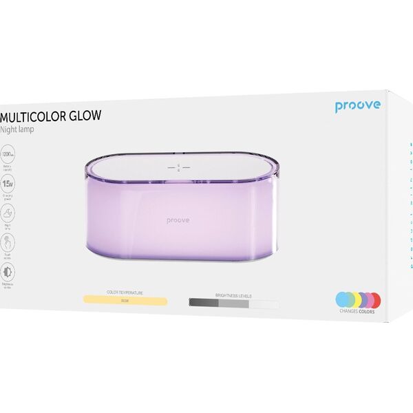 Λάμπα νυκτός Proove Multicolor Glow LED RGB 1200mAh 5W με επαγωγική φόρτιση 15W λευκό/white
