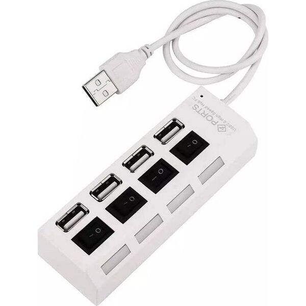 HUB USB Aptel AKTYWNY HUB USB 2.0 z Włącznikami 4 Porty biały AK228C