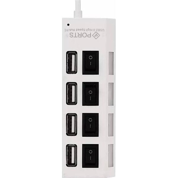 HUB USB Aptel AKTYWNY HUB USB 2.0 z Włącznikami 4 Porty biały AK228C