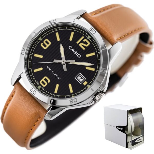 Zegarek Casio Zegarek marki Casio model MTP-V004L kolor Brązowy. Akcesoria męski. Sezon: Cały rok NoSize