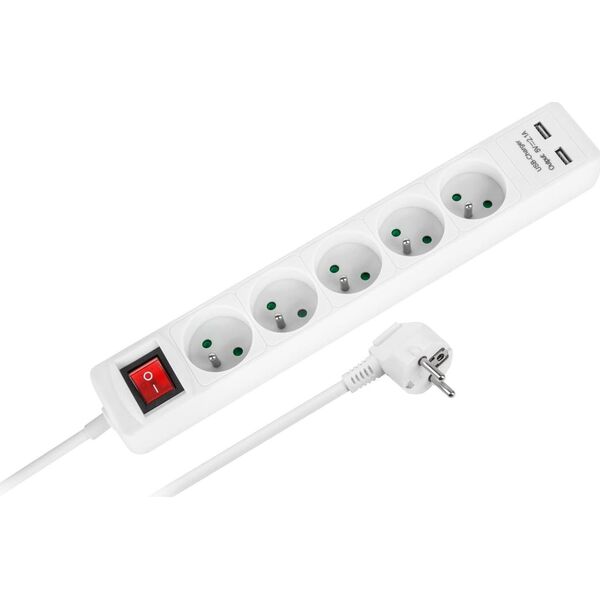 Listwa zasilająca Rebel 5 gniazd 3 m biała (URZ3203-3)