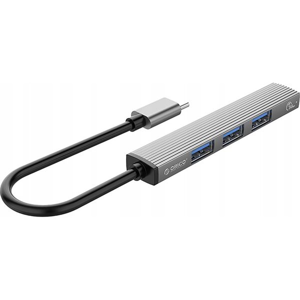 HUB 4 θυρών input: USB-C 3.0 / output: 1x USB-A 3.0 + 3x USB-A 2.0 καλώδιο 0,15M - γκρι