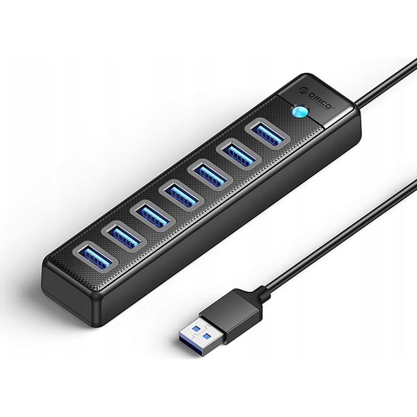 HUB 7 θυρών USB-A 3.0 καλώδιο 1M - μαύρο