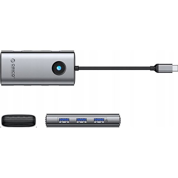 Σταθμός σύνδεσης USB-C 6 σε 1 / έξοδος: 3x USB-A 3.0 + 1x USB-C 2.0 + 1x HDMI - γκρι