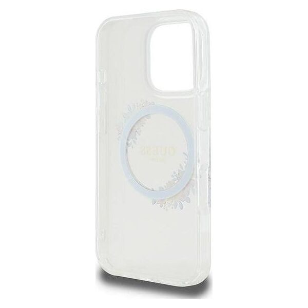 Guess Guess GUHMP16LHFWFCT iPhone 16 Pro 6.3" przeźroczysty/transprent hardcase IML Flowers Wreath MagSafe