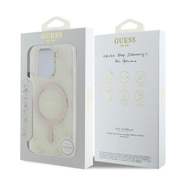 Guess Guess GUHMP16LH4DTEH iPhone 16 Pro 6.3" biały/white hardcase IML 4G Background MagSafe