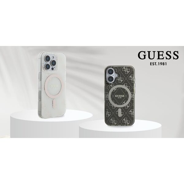 Guess Guess GUHMP16LH4DTEH iPhone 16 Pro 6.3" biały/white hardcase IML 4G Background MagSafe