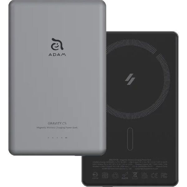 Powerbank Adam Elements Adam Elements Gravity C5 - magnetyczny powerbank bezprzewodowy 5000 mAh szary - Gwarancja bezpieczeństwa. Proste raty. Bezpłatna wysyłka od 170 zł.