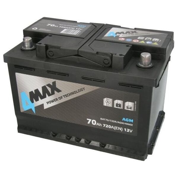 Μπαταρία MaxGear 12V 70Ah/720A START&STOP AGM (P+ biegun standardowy) 277x175x190 B13 - stopka o wysokości 10 5 mm (agm/rozruchowy)