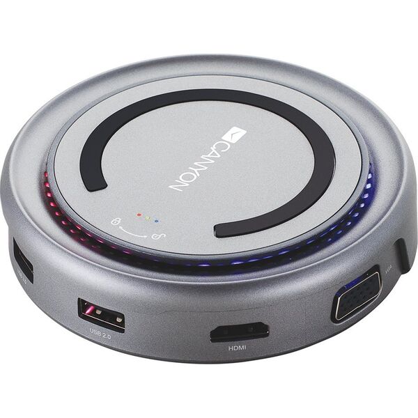 Stacja/replikator Canyon CANYON Hub DS-7, bezprzwodowe ładowanie 10W, 7w1, USB-C, LED, Szary