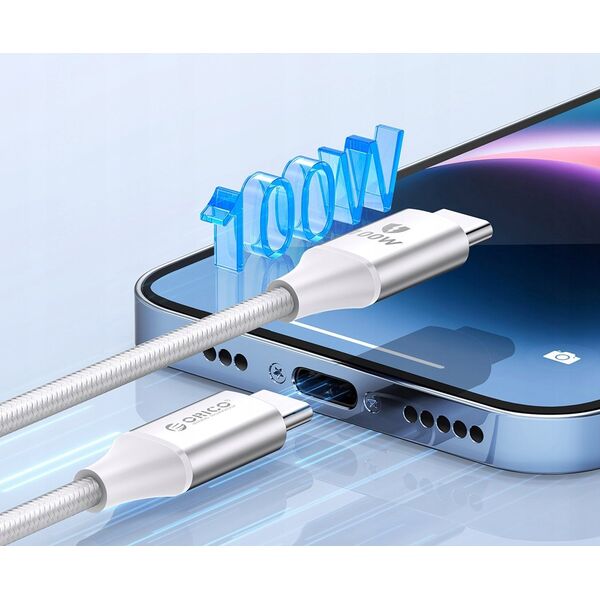 Καλώδιο USB-C σε USB-C 1m 5A 100W - λευκό