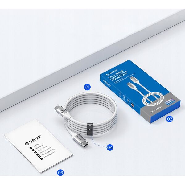 Καλώδιο USB-C σε USB-C 1m 5A 100W - λευκό