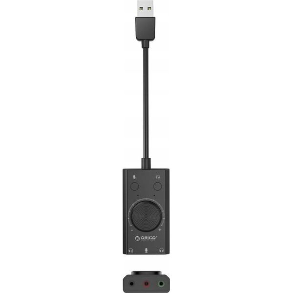 Πολυλειτουργική εξωτερική κάρτα ήχου USB - μαύρη