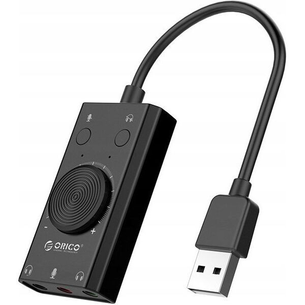 Πολυλειτουργική εξωτερική κάρτα ήχου USB - μαύρη