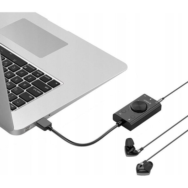 Πολυλειτουργική εξωτερική κάρτα ήχου USB - μαύρη