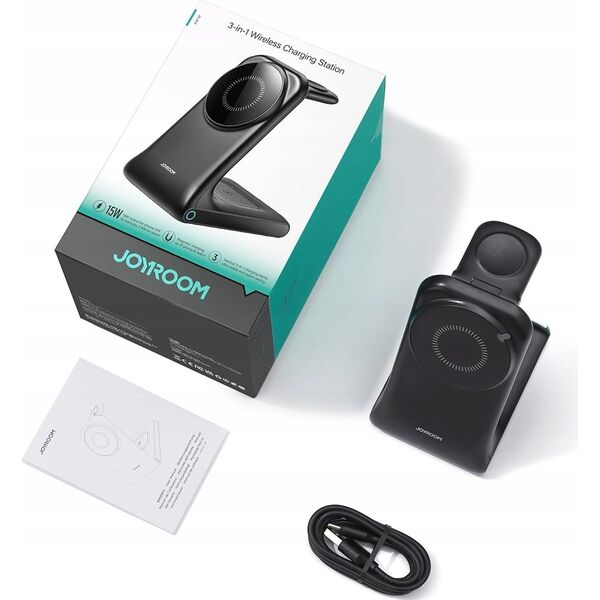 Ασύρματος φορτιστής JOYROOM JR-W15 3 σε 1 σταθμός φόρτισης με MagSafe - μαύρη