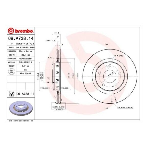 BREMBO ΔΙΣΚΟΣ ΦΡΕΝΟΥ /Π/OUTLANDER 2.0-2.4 03
