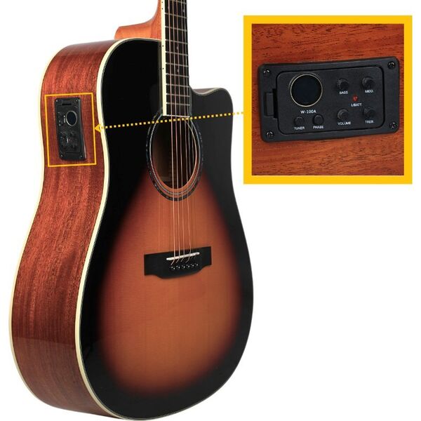V-Tone VEAG1 CE VS gitara elektroakustyczna 4/4 dreadnought cutaway sunburst