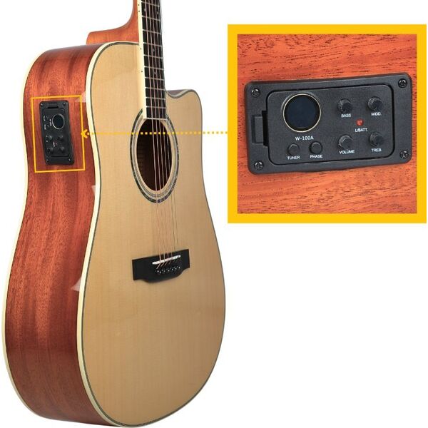 V-Tone V-TONE VEAG1 CE NT gitara elektroakustyczna 4/4 dreadnought cutaway natural