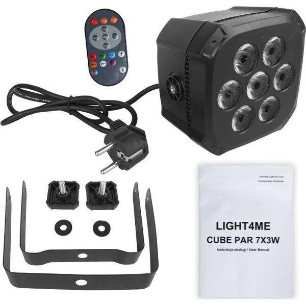LIGHT4ME CUBE PAR 7X3W reflektor par oświetlenie sceniczne efekt świetlny LED RGB