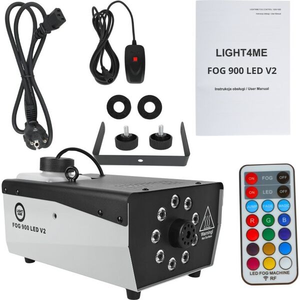 LIGHT4ME FOG 900 LED V2 wytwornica dymu mgły pilot bezprzewodowy kontroler przewodowy 900W
