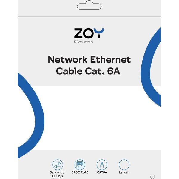 ZOY Kabel Sieciowy Ethernet Cat. 6a UTP CCA Niebieski 1m ZCR1B