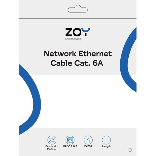 ZOY Kabel Sieciowy Ethernet Cat. 6a UTP CCA Żółty 0,5m ZCR05Y
