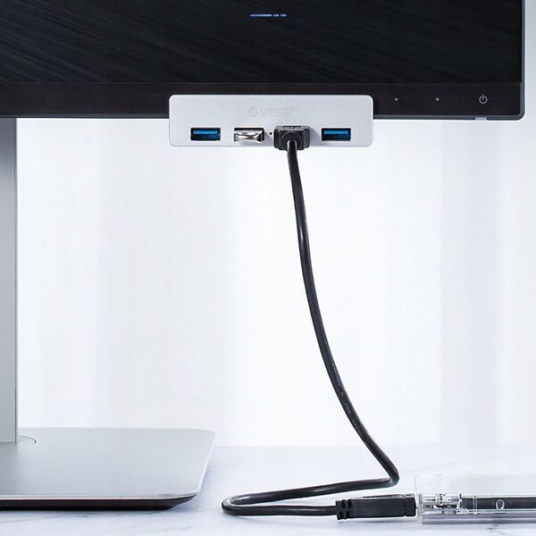 HUB 4 θυρών με σφιγκτήρα USB-A 3.0 - ασημί