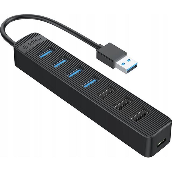 HUB 7 θυρών είσοδος: USB-A 3.0 / έξοδος: 4x USB-A 3.0 + 3x USB-A 2.0 - μαύρο