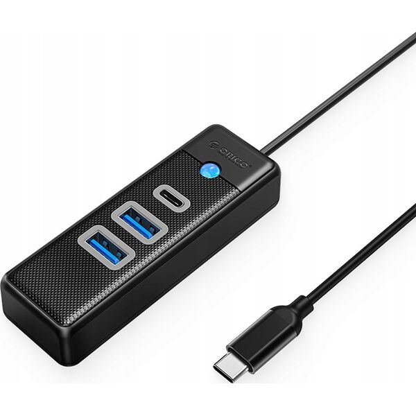 HUB 3-portowy input: USB-C 3.0 / output: 2x USB-A 3.0 + 1x USB-C 3.0 καλώδιο 0,15M - μαύρο
